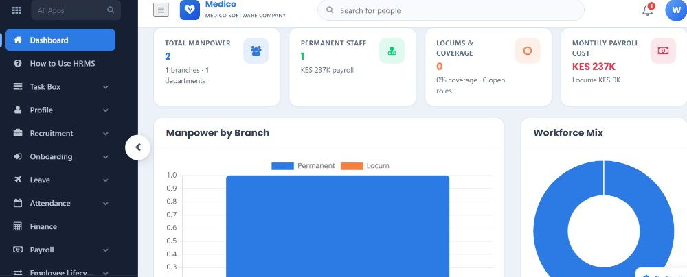 HRMS & Finance dashboard preview